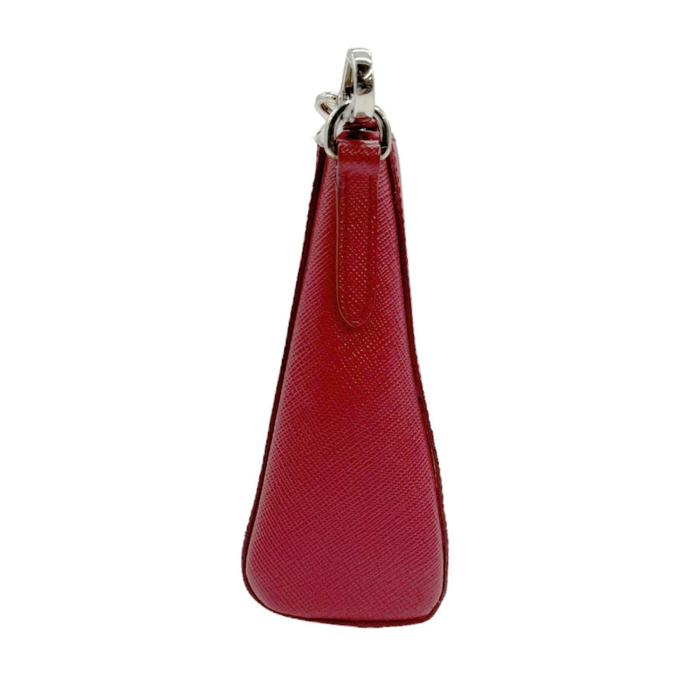 Prada Leather Metal Crossbody Silver Bag Shoulder Orange Red